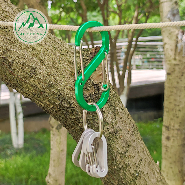 Aluminum alloy S-shaped steel wire carabiner set figure 8 metal wire buckle outdoor spring buckle