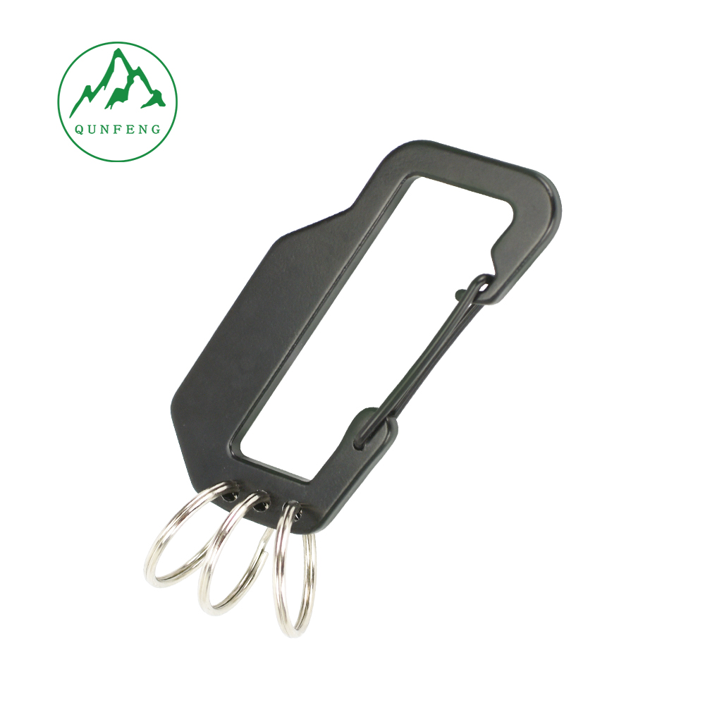 Multi-functional D-shaped climbing carabiner, outdoor safety aluminum climbing carabiner with 3-hole keyring