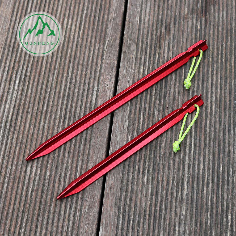 18cm Triangular Tent Peg Outdoor Tent Accessories Aluminum Alloy Reinforced Ground Peg Windproof Canopy Peg with Rope