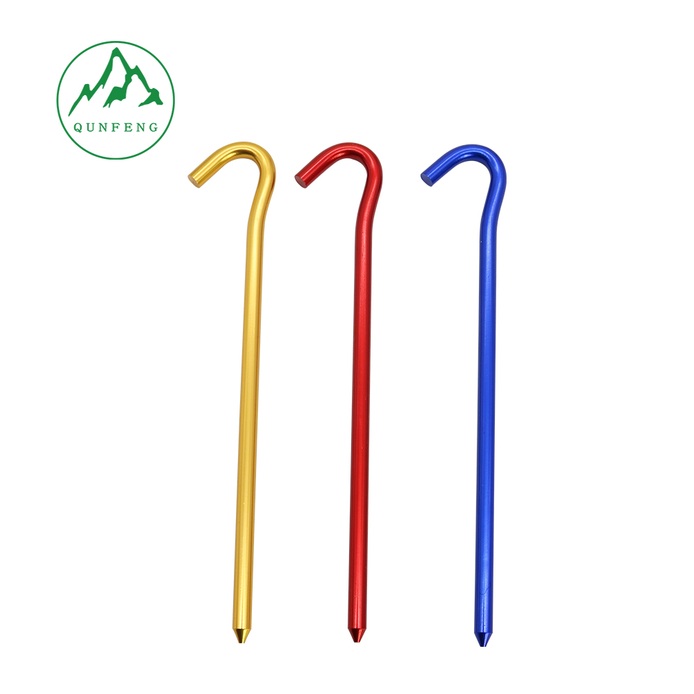 Tent stakes, question mark-shaped hex stakes , aluminum alloy tent pegs, camping ground sheet and canopy accessories