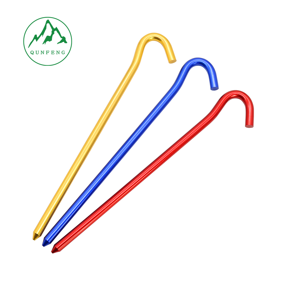 Tent stakes, question mark-shaped hex stakes , aluminum alloy tent pegs, camping ground sheet and canopy accessories