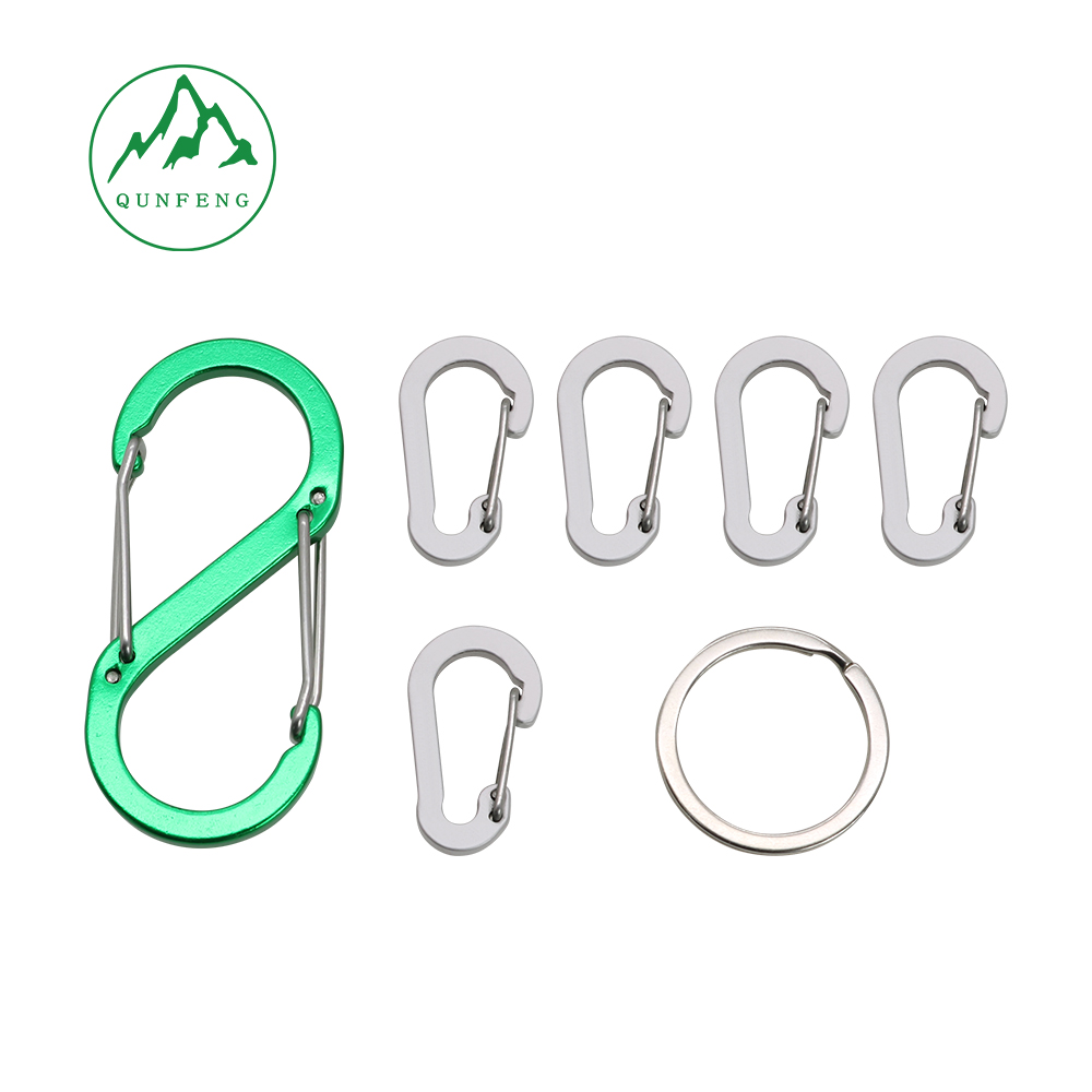 Aluminum alloy S-shaped steel wire carabiner set figure 8 metal wire buckle outdoor spring buckle