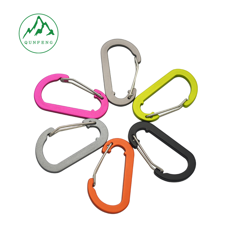 No. 4 D-shaped spring carabiner, aluminum alloy outdoor quick-link climbing buckle, toy accessory clasp
