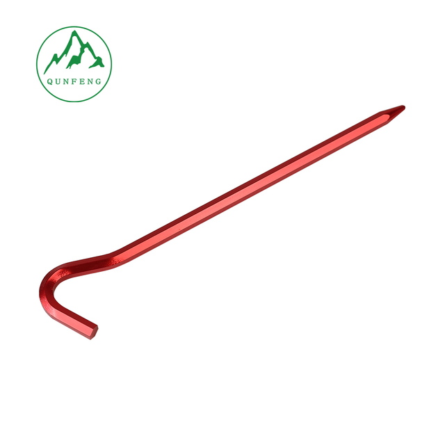 Outdoor high-strength aluminum alloy ground stakes 18cm, question mark-shaped stakes, camping tent stakes, hexagonal 7-shaped stakes