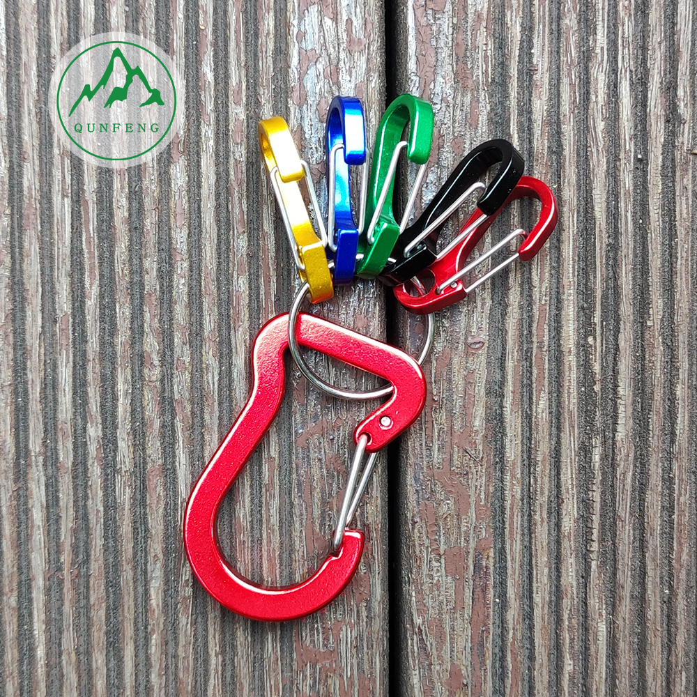 Multifunctional steel wire hook set, outdoor spring hook, aluminum alloy carabiner