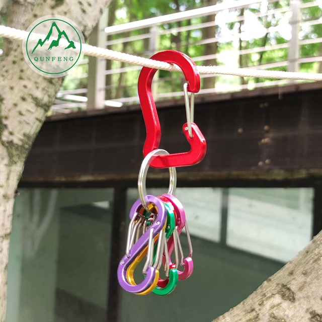 Aluminum alloy steel wire carabiner set Portable with key chain S-shaped hook Outdoor special-shaped hook