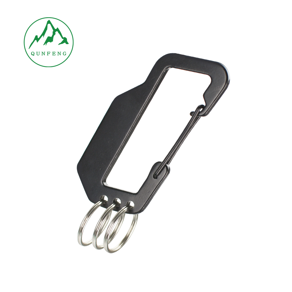 Multi-functional D-shaped climbing carabiner, outdoor safety aluminum climbing carabiner with 3-hole keyring