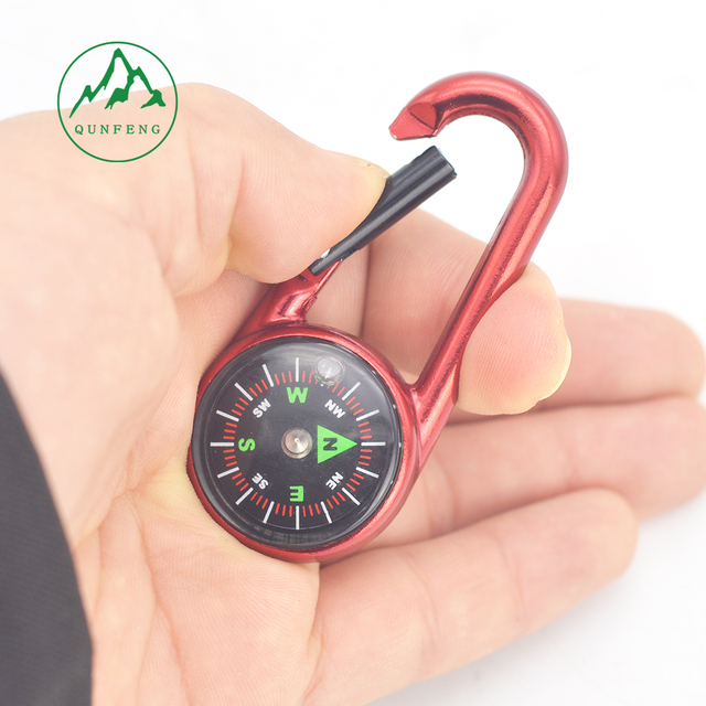Outdoor climbing buckle compass hook, multifunctional quick-release compass, portable liquid-filled floating north compass