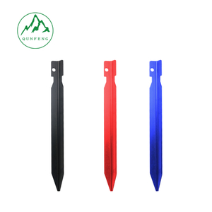 Outdoor tent triangular ground stakes 18cm for camping and leisure, aluminum alloy stakes for windproof reinforcement with ropes