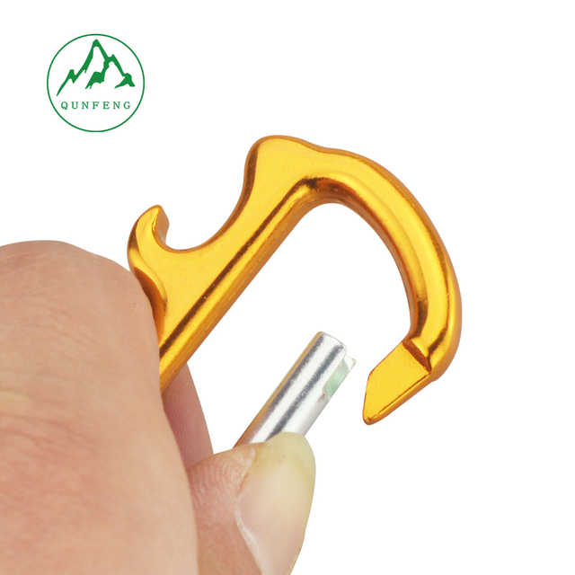 Alien-shaped aluminum alloy climbing carabiner, multifunctional bottle opener climbing hook, D-shaped quick mount hook, camping gear