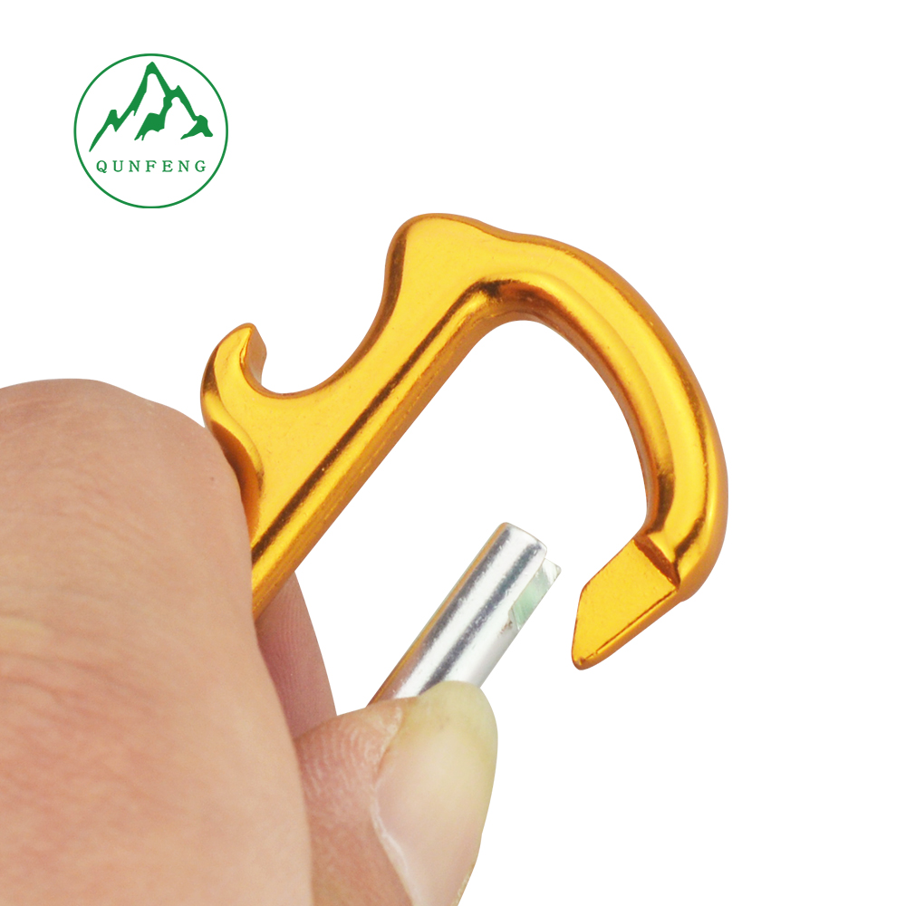 Alien-shaped aluminum alloy climbing carabiner, multifunctional bottle opener climbing hook, D-shaped quick mount hook, camping gear