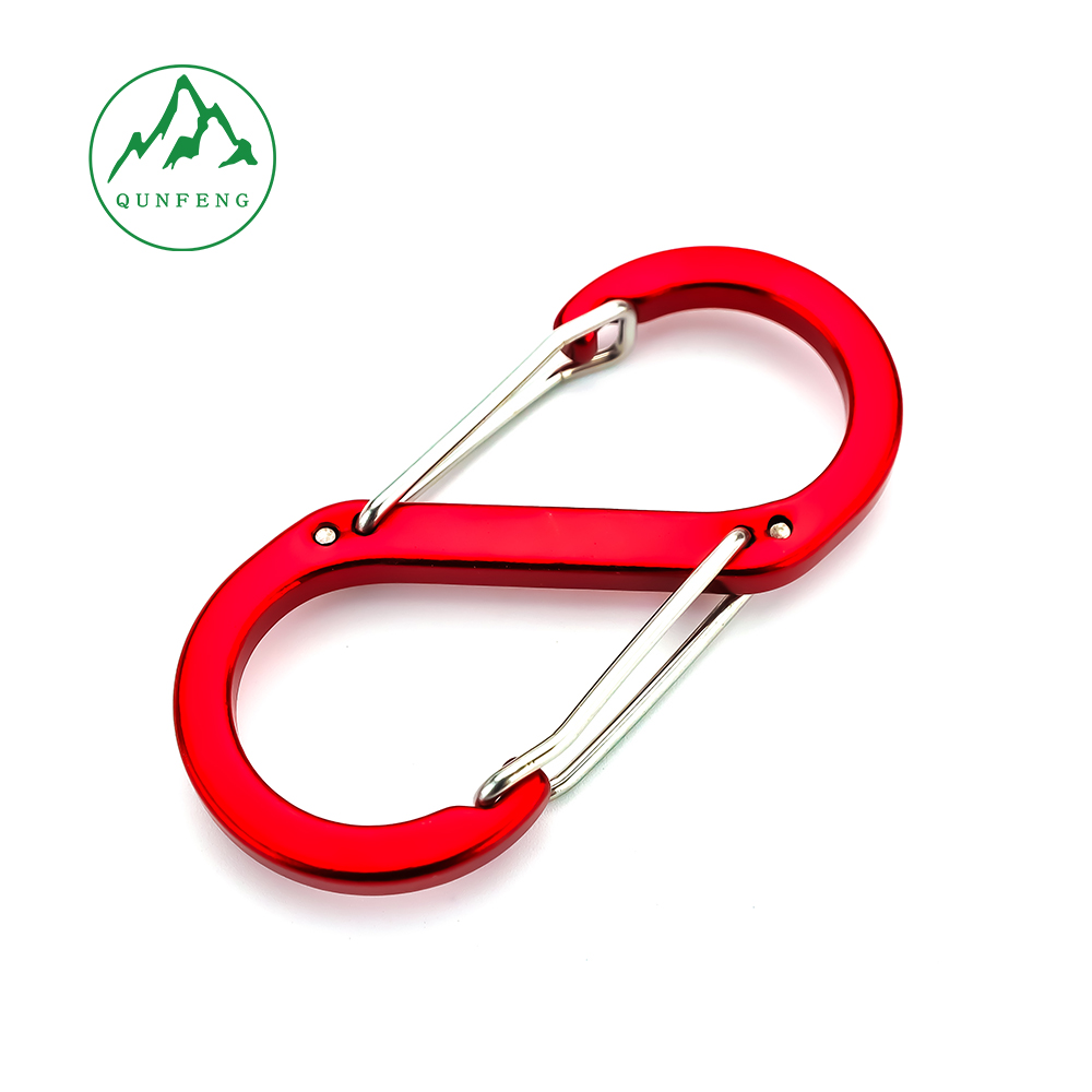 S-shaped steel wire carabiner Multiple colors to choose from 8-figure metal spring buckle Outdoor camping backpack hook