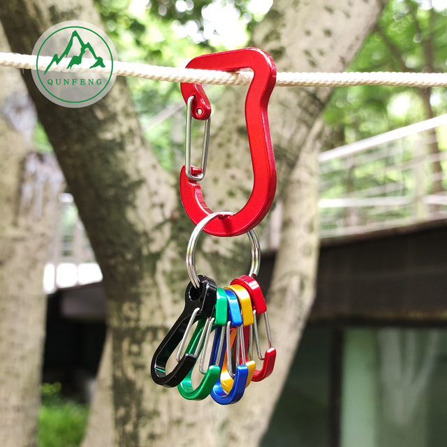 Multifunctional steel wire hook set, outdoor spring hook, aluminum alloy carabiner