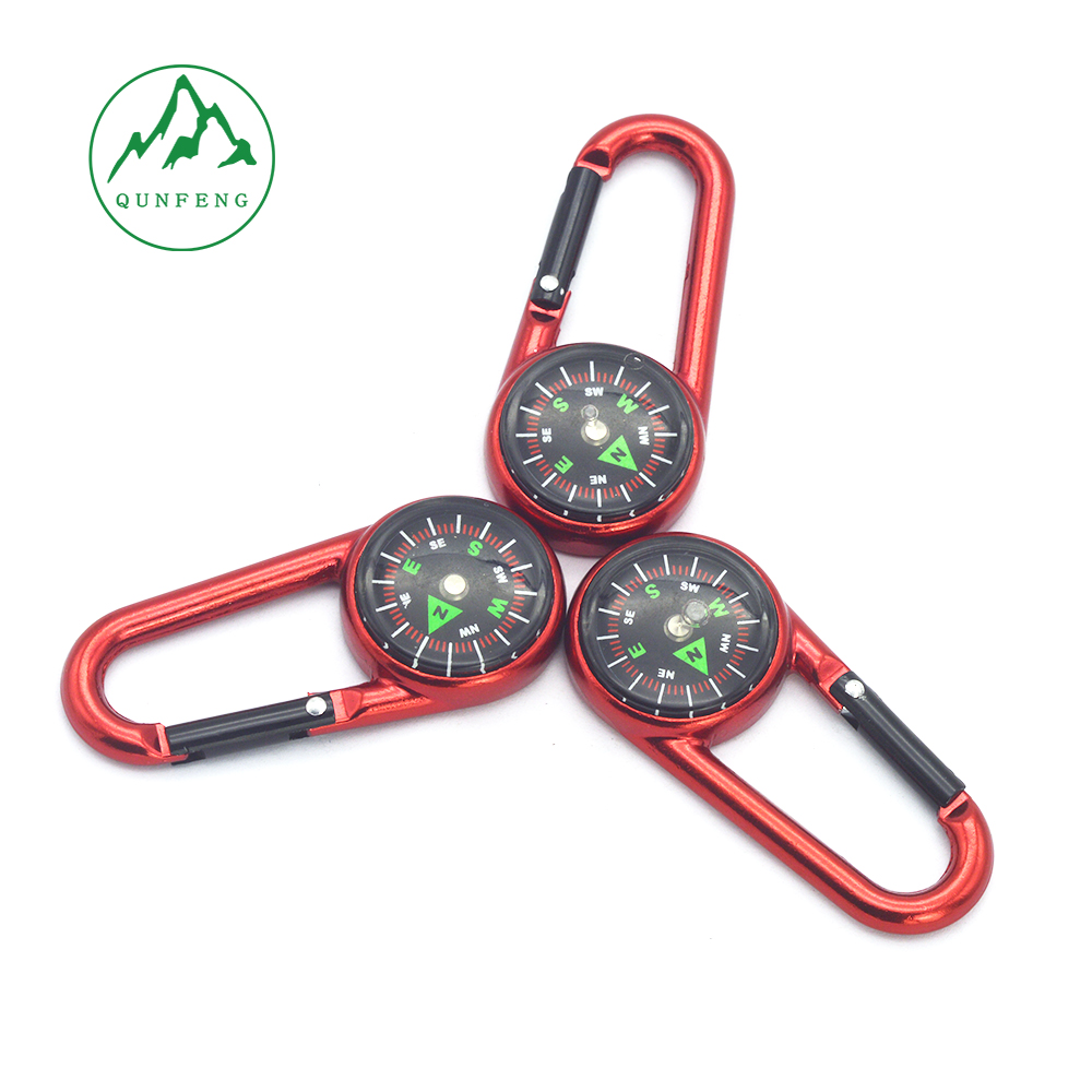 Outdoor climbing buckle compass hook, multifunctional quick-release compass, portable liquid-filled floating north compass