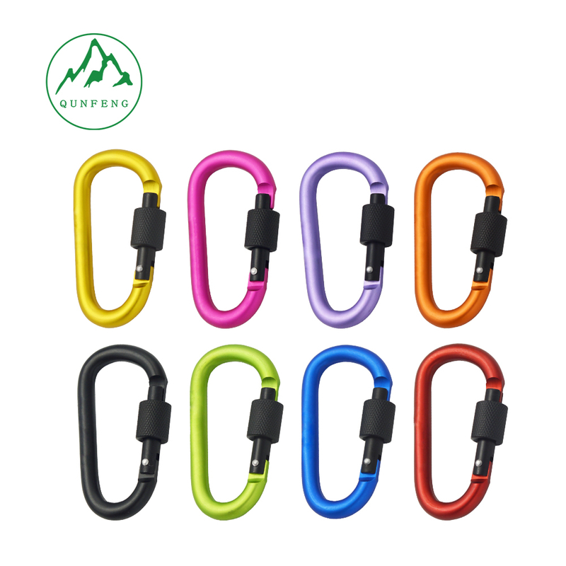 Outdoor climbing hook quick carabiner D-shaped lock aluminum alloy sturdy nut keychain backpack water bottle clip