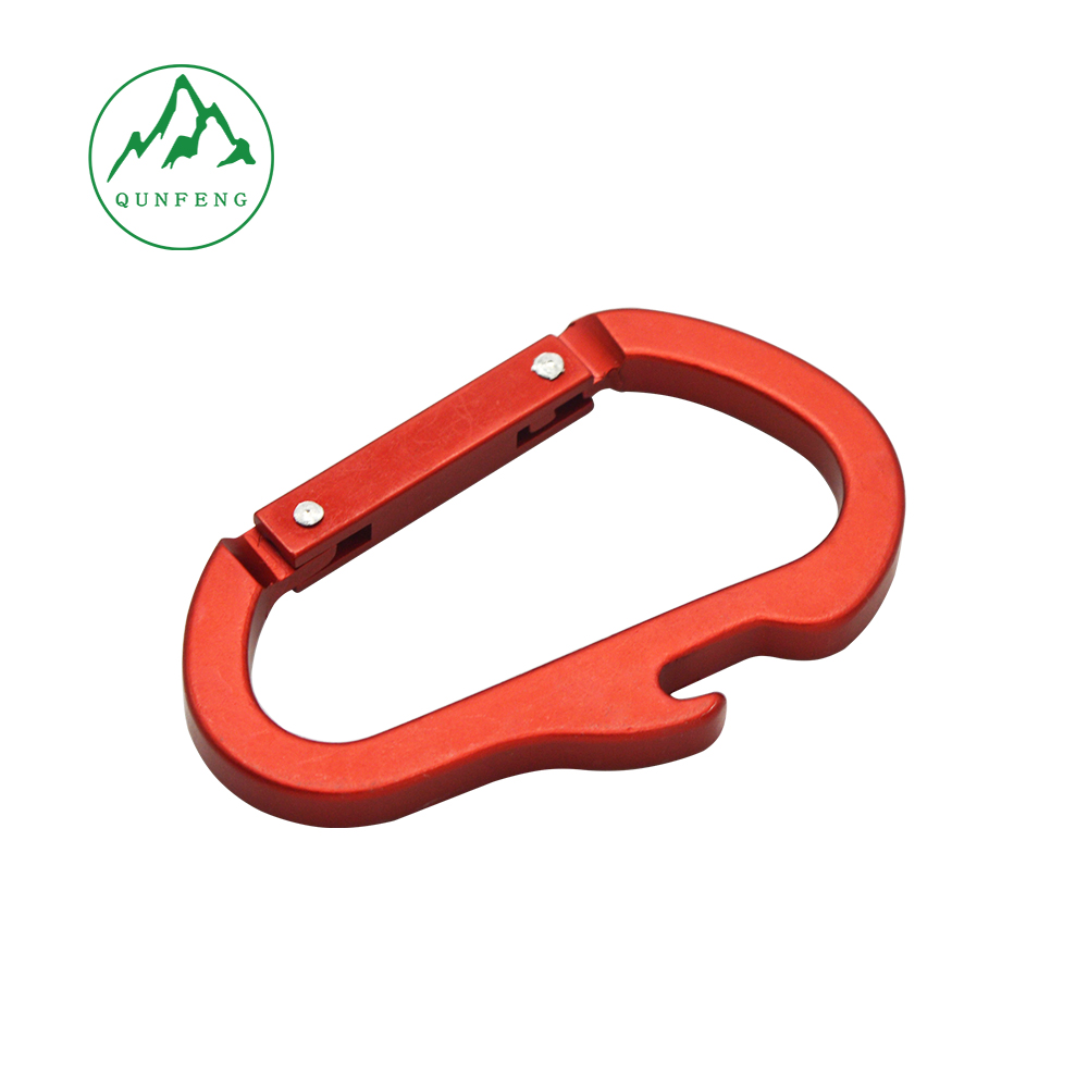D-shaped carabiner with bottle opener, No. 8 bottle opener buckle, aluminum alloy outdoor backpack buckle