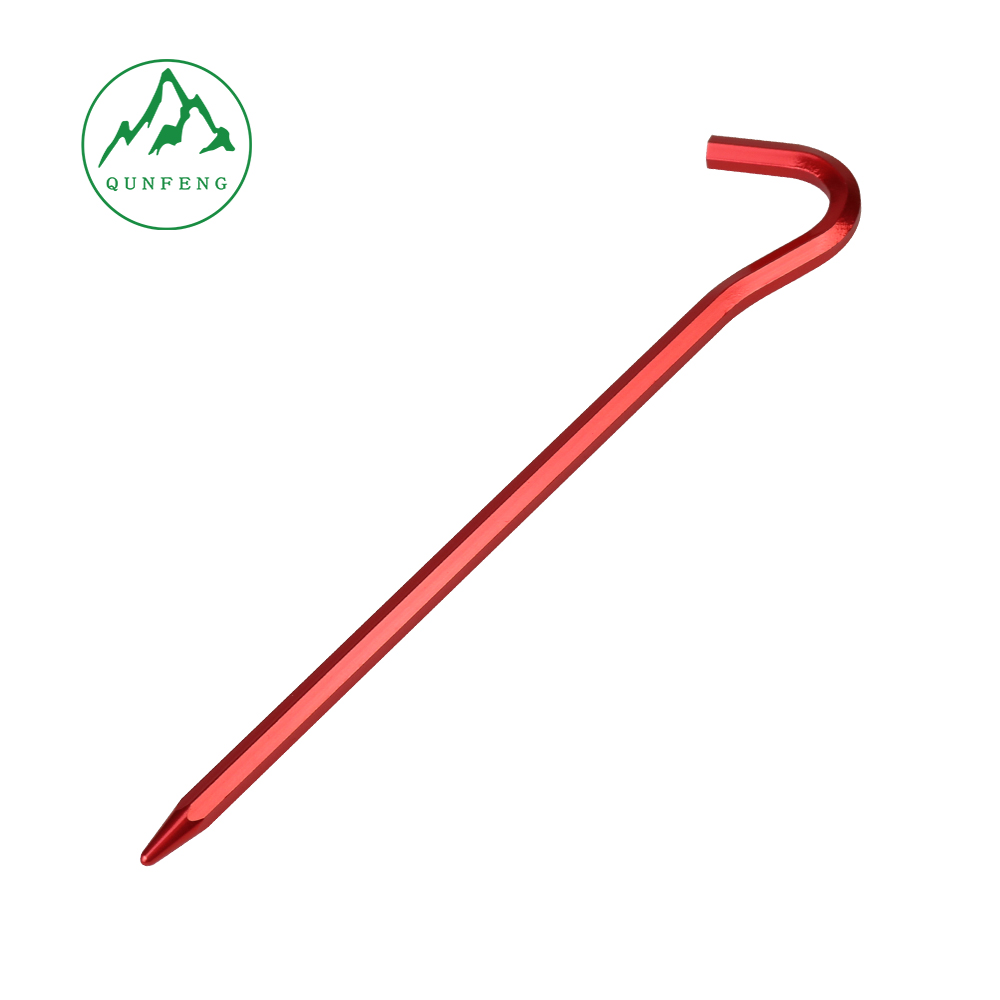 Outdoor high-strength aluminum alloy ground stakes 18cm, question mark-shaped stakes, camping tent stakes, hexagonal 7-shaped stakes