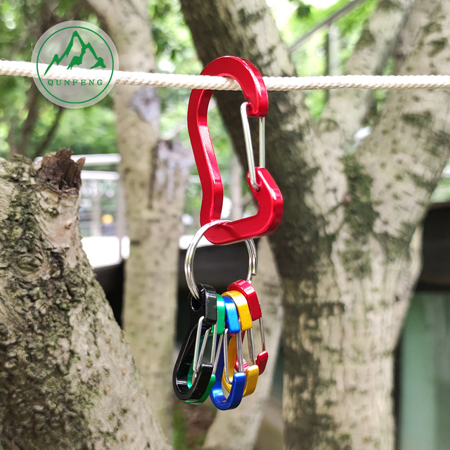 Multifunctional steel wire hook set, outdoor spring hook, aluminum alloy carabiner