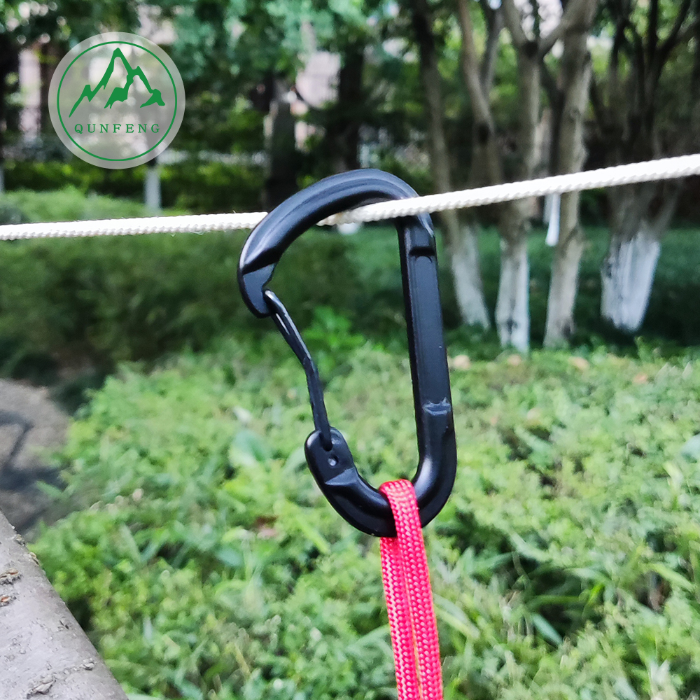 D-shaped curved rod wire buckle outdoor aluminum carabiner travel backpack buckle special-shaped hook