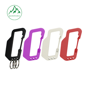 Multi-functional D-shaped climbing carabiner, outdoor safety aluminum climbing carabiner with 3-hole keyring