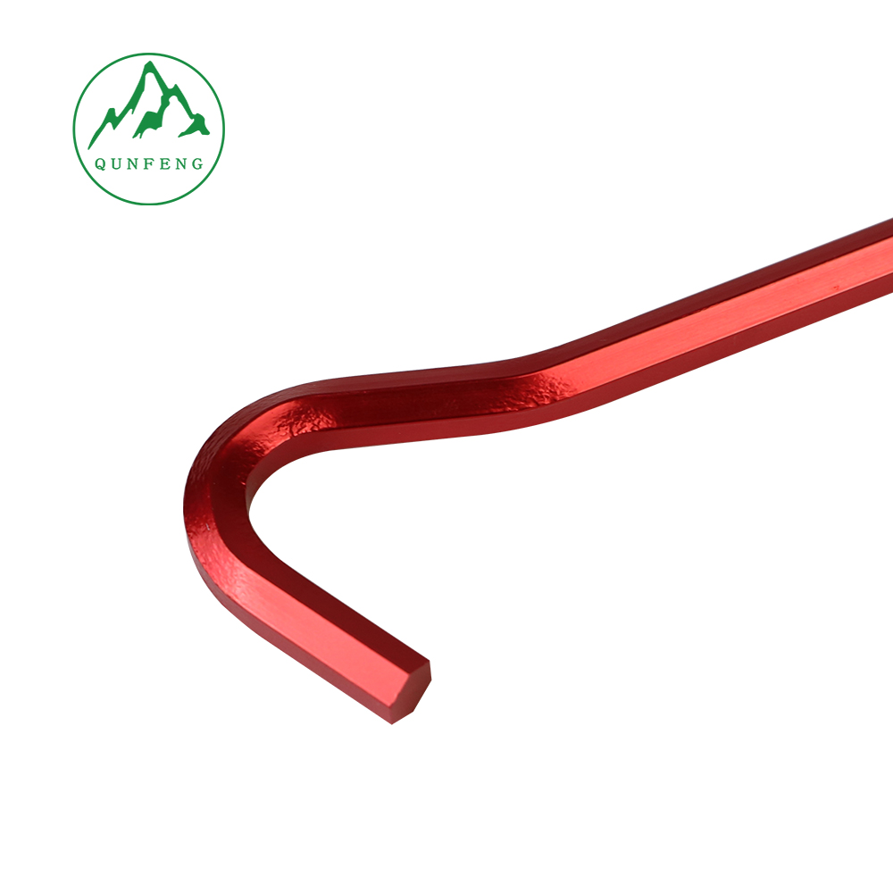 Outdoor high-strength aluminum alloy ground stakes 18cm, question mark-shaped stakes, camping tent stakes, hexagonal 7-shaped stakes