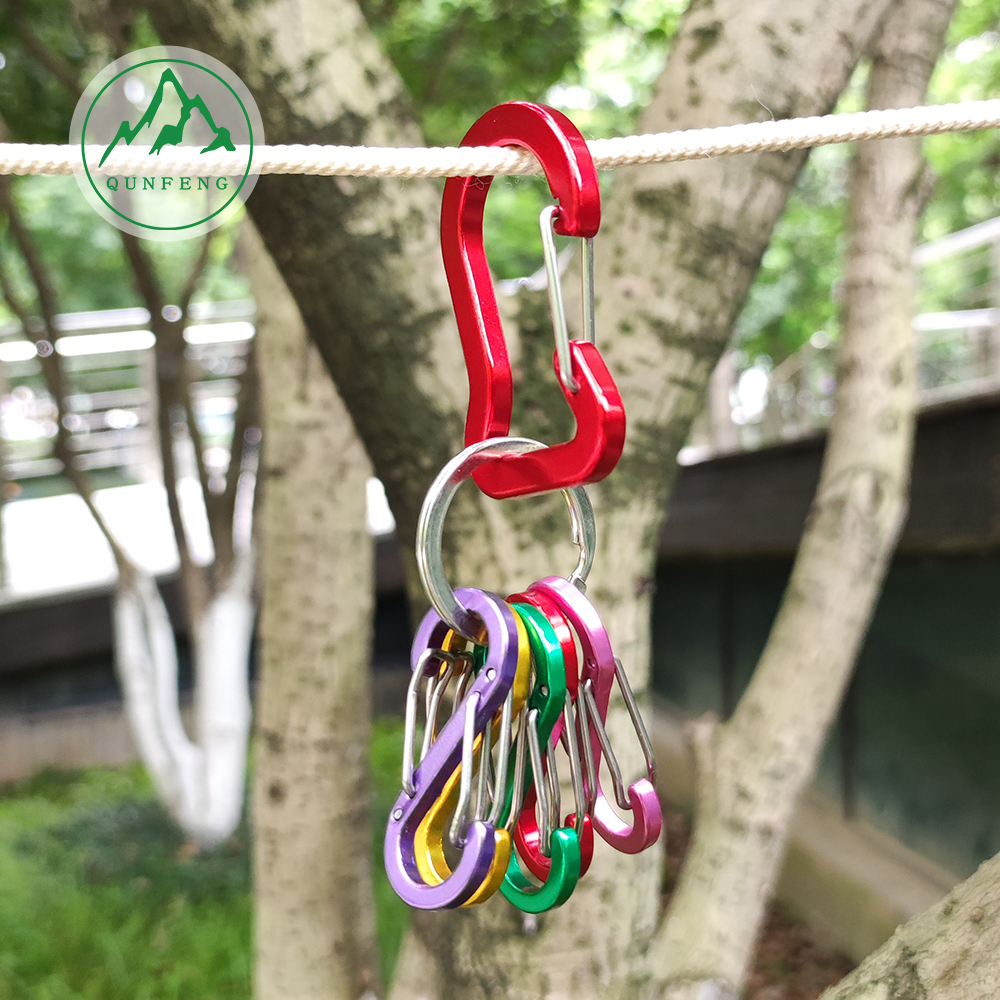 Aluminum alloy steel wire carabiner set Portable with key chain S-shaped hook Outdoor special-shaped hook