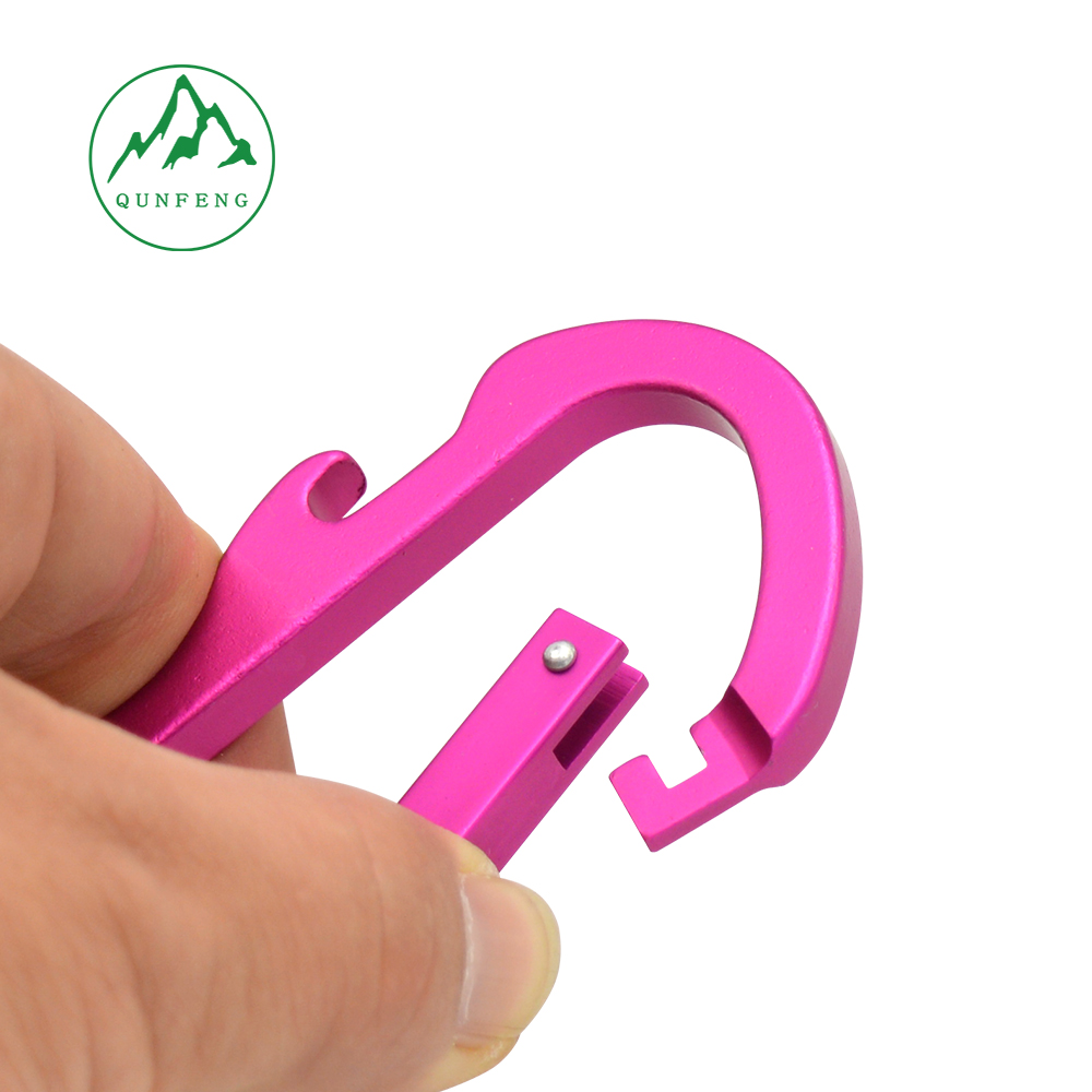 D-shaped carabiner with bottle opener, No. 8 bottle opener buckle, aluminum alloy outdoor backpack buckle
