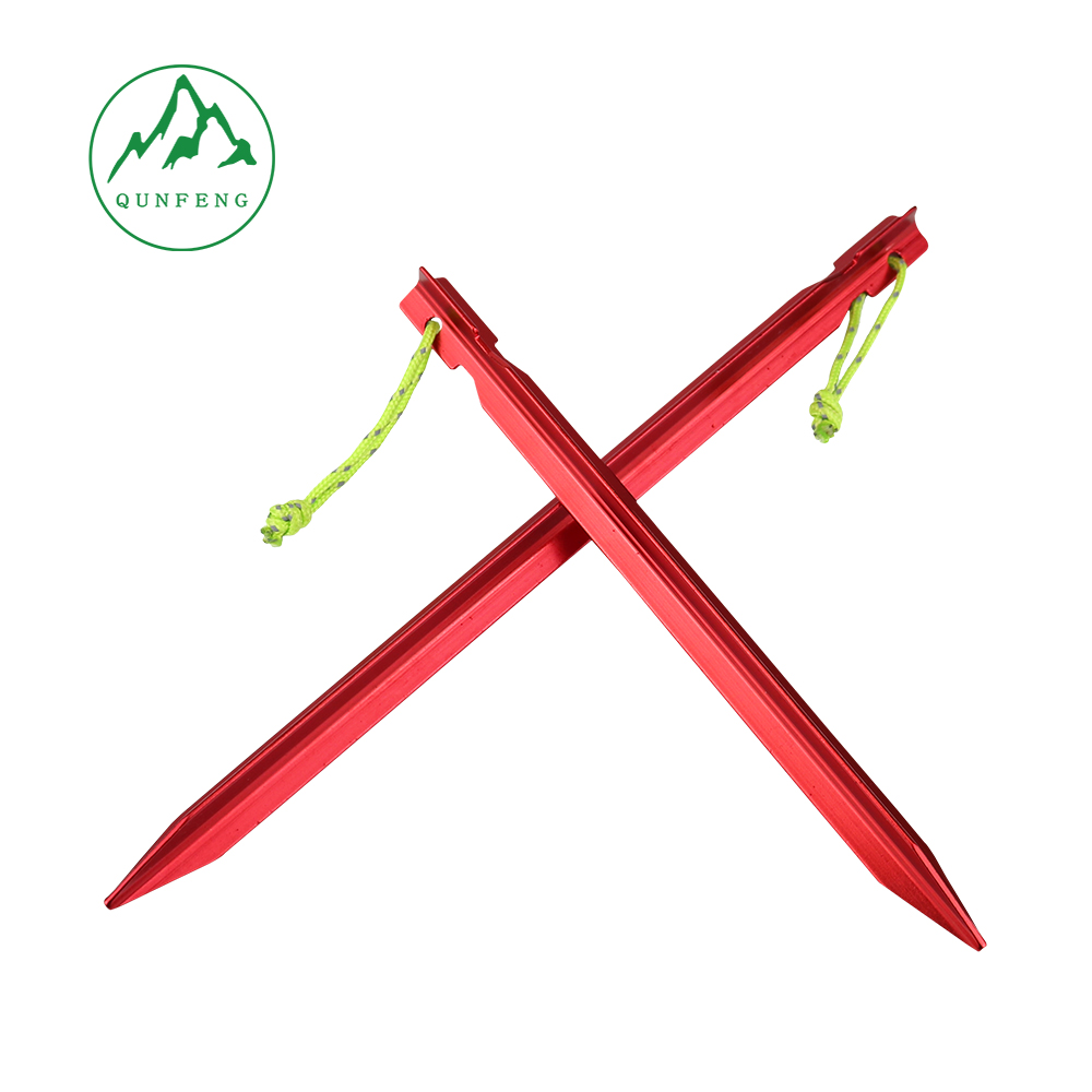 18cm Triangular Tent Peg Outdoor Tent Accessories Aluminum Alloy Reinforced Ground Peg Windproof Canopy Peg with Rope
